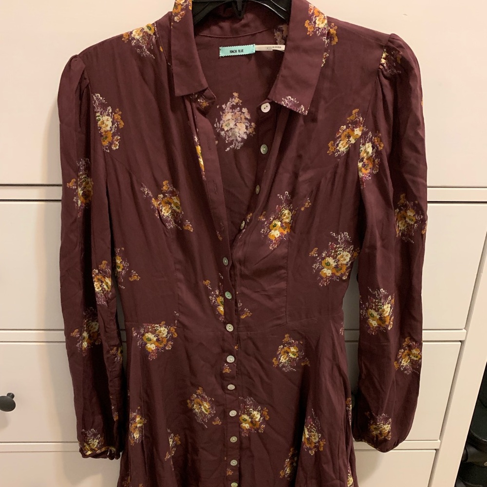 Maroon floral print dress